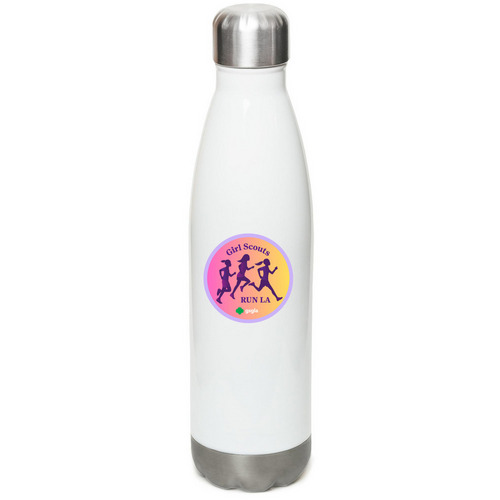 Girl Scouts Run LA Water Bottle, a White Stainless Steel Water Bottle