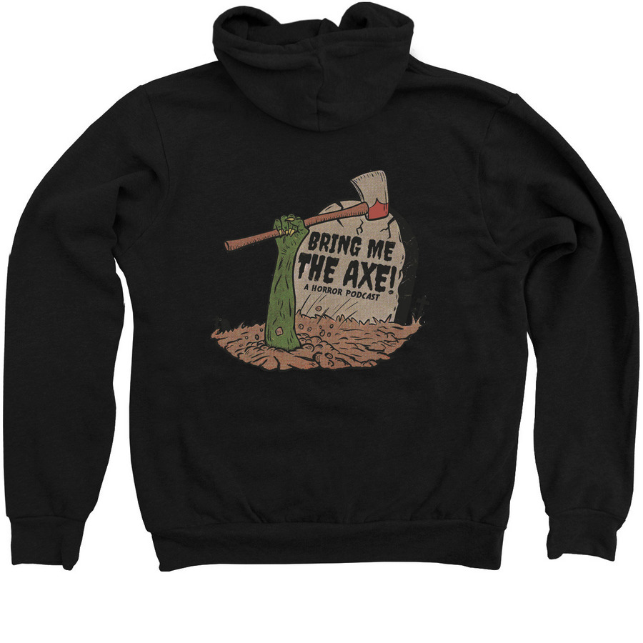 Bring Me the Axe classic logo, a Black Zip Up Hoodie (back-view)