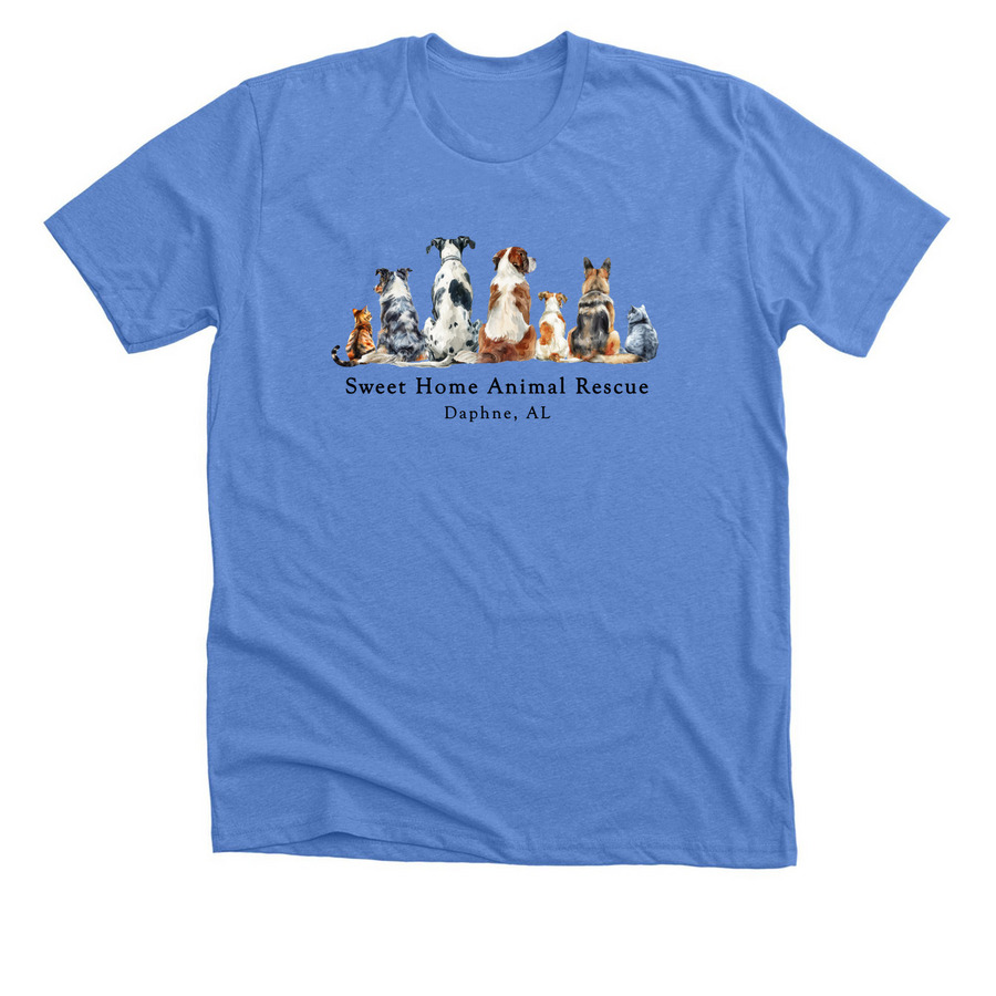Sweet Home Animal Rescue, a Heather Columbia Blue Premium Unisex Tee