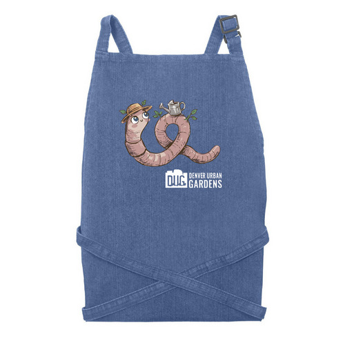 Recycled Duggie Apron, a Denim Blue Recycled Denim Bib Apron