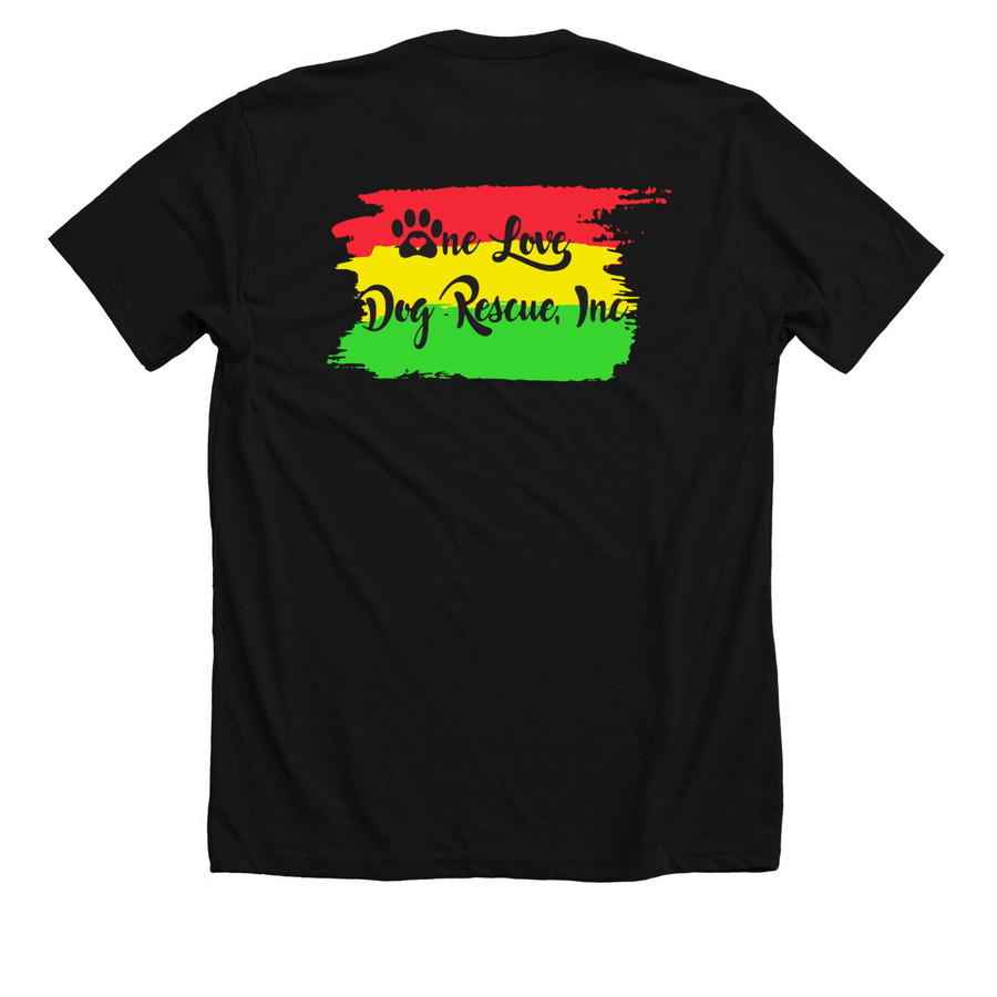 One Love Dog Rescue Heart&nbsp;, a Solid Black Blend Premium Unisex Tee (back-view)