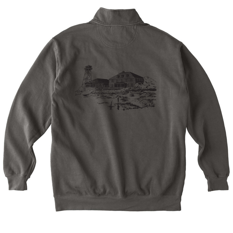 Cedar Island Club Quarter Zip and Full Zip, a Pepper Comfort Colors Quarter Zip Pullover (back-view)