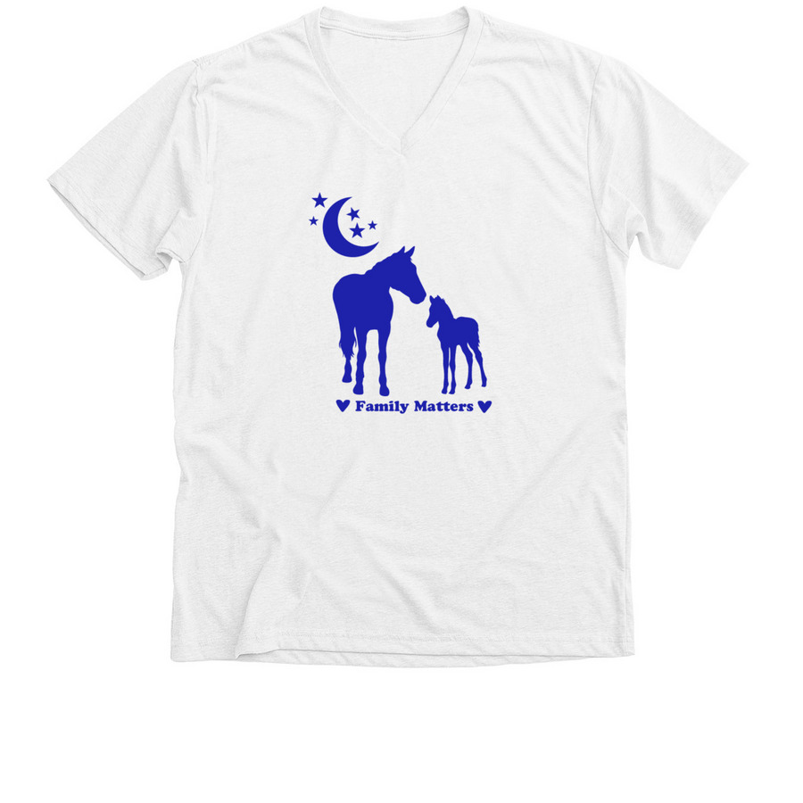 Family Matters - Horses, a Solid White Blend Premium V-Neck Tee
