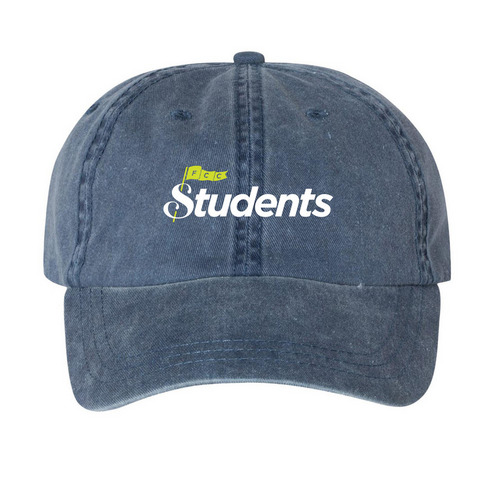 FCC Students The Classic Dad Hat (Green), a Navy Printed Pigment Dye Baseball Cap
