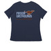 Prison Greyhounds - Front & Back Logo C5, a Navy Women's Relaxed V-Neck Tee (back-view)