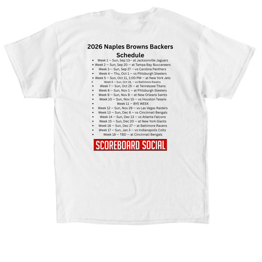 2026 Schedule Shirt, a White Classic Unisex Tee (back-view)