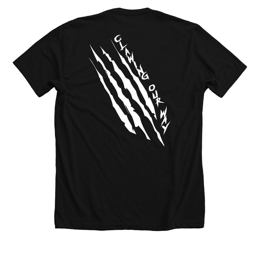 NFAV - Clawing Our Way, a Solid Black Blend Premium Unisex Tee (back-view)
