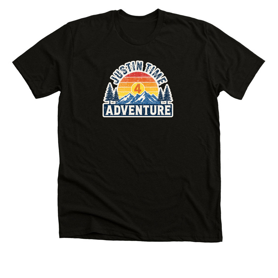 Justin Time 4 Adventure Outdoor Tee, a Black Heather Premium Unisex Tee