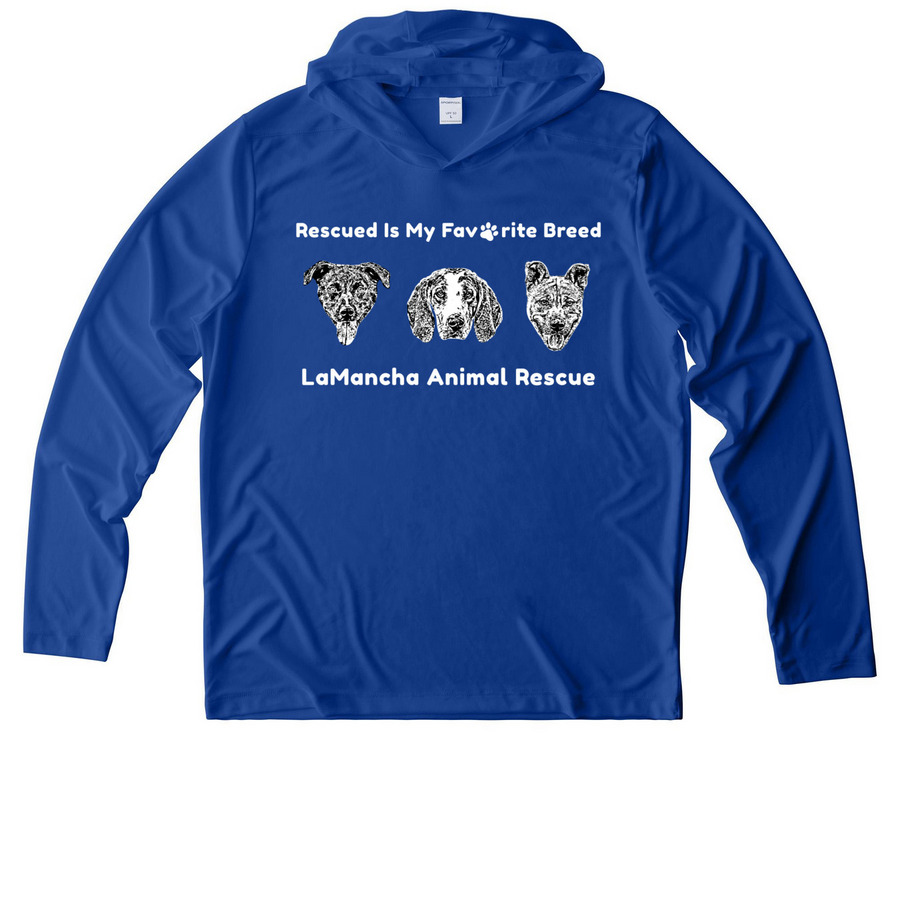 RescuedIsMyFavoriteBreed Performance Products, a True Royal UV Performance Long Sleeve Hoodie