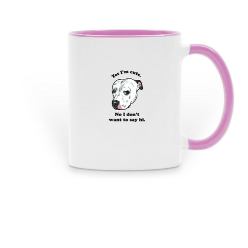 "Yes I'm Cute" Mugs, a Pink Two-Tone Ceramic Mug