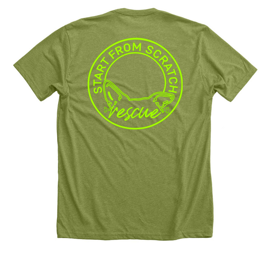 Franken Sonic, a Heather Green Premium Unisex Tee (back-view)