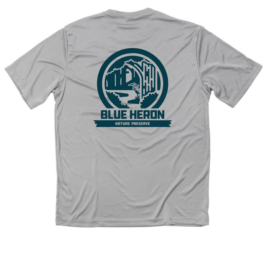 Blue Heron Nature Preserve (Blue/Gray), a Silver Classic Performance Tee (back-view)