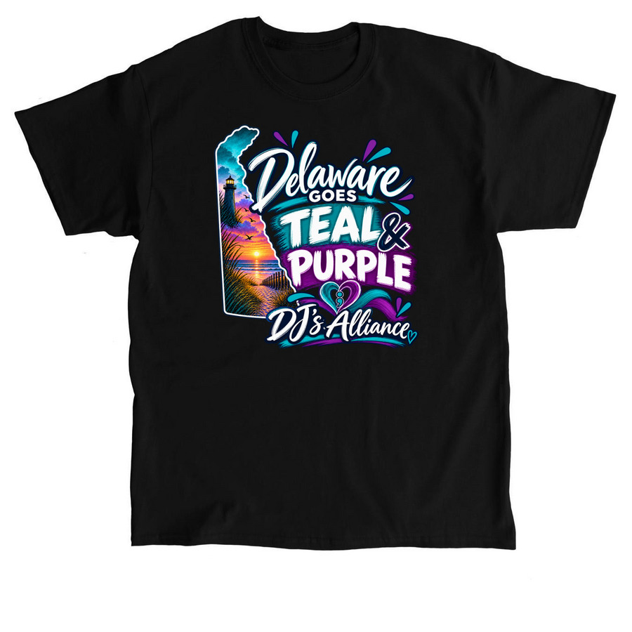 Delaware Goes Teal And Purple, a Black Classic Unisex Tee