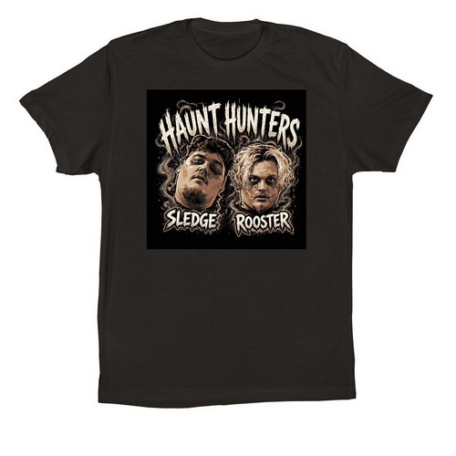 Haunt hunters sledge&Rooster, a Black Premium Cotton Tee