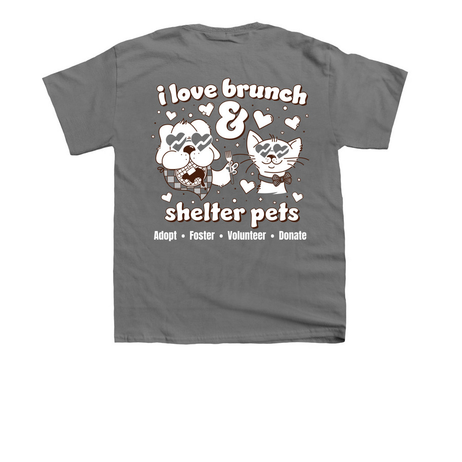 Love Brunch & Shelter Pets, a Charcoal Youth Unisex Tee (back-view)