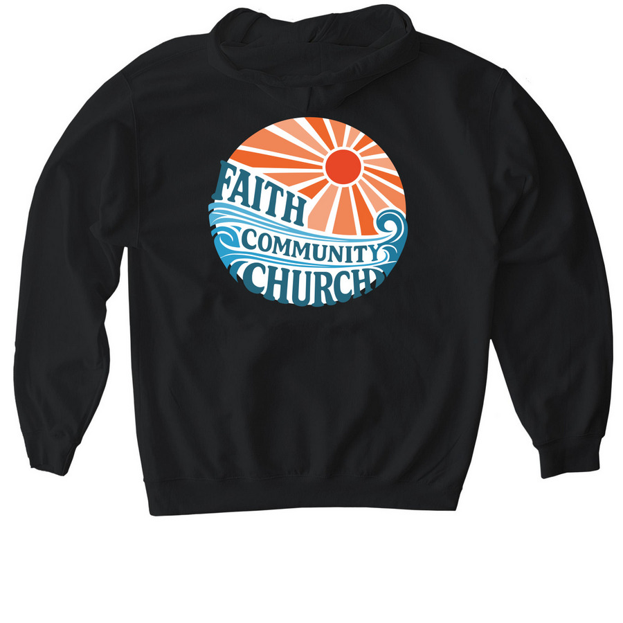 Faith Sunrise Sweatshirt, a Black Gildan Softstyle Pullover Hoodie (back-view)