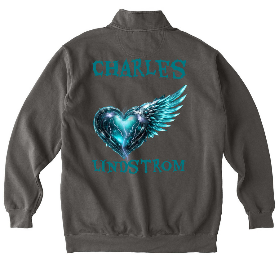 Officially Charles Lindstrom Music, a Pepper Comfort Colors Quarter Zip Pullover (back-view)