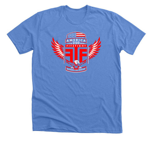 Fit2Fight 2026, a Heather Columbia Blue Premium Unisex Tee
