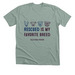 Rescued is my Favorite Breed, a Heather Sage Premium Unisex Tee