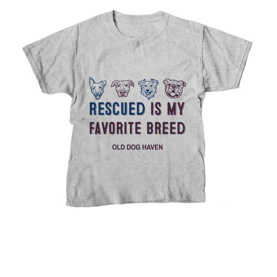 Rescued is my Favorite Breed, a Sport Grey Youth Unisex Tee