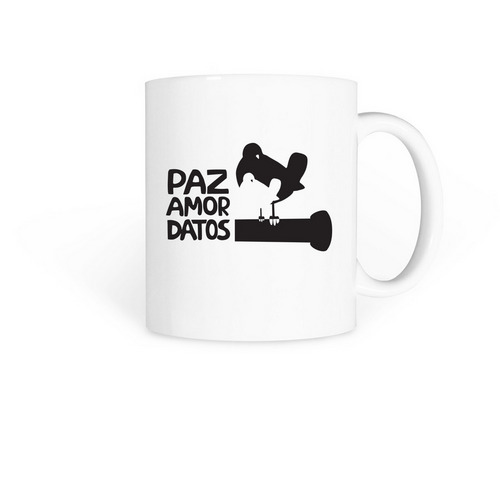 Paz/Amor/Datos Mug, a White Coffee Mug
