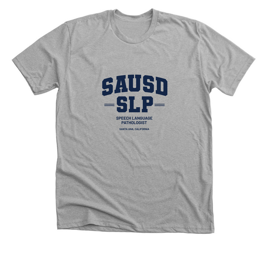 SAUSD SLP Varsity, a Athletic Heather Premium Unisex Tee