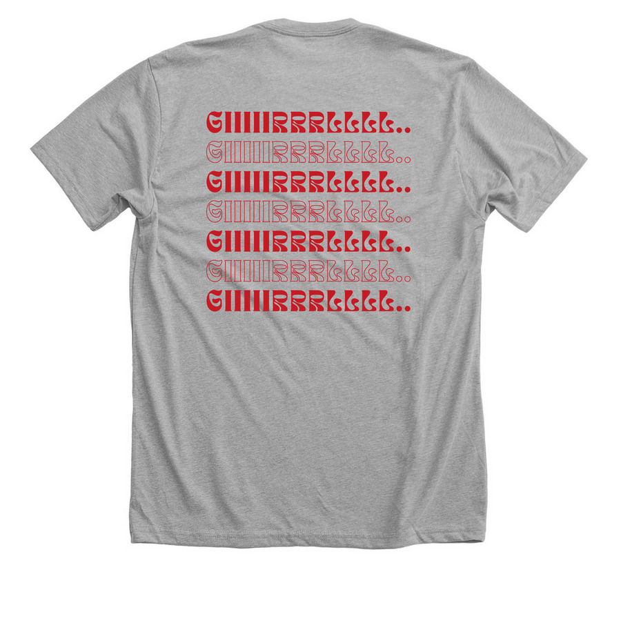 Barbell Baddie: GIIIRRLLLL.., a Athletic Heather Premium Unisex Tee (back-view)