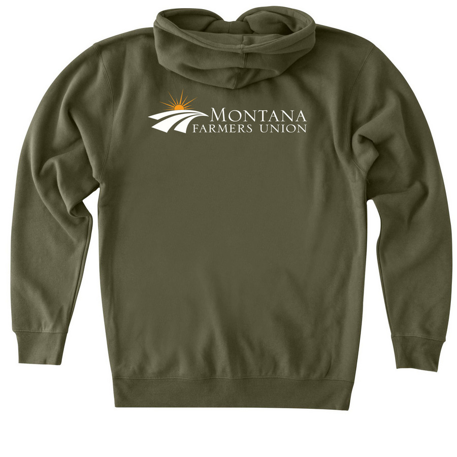 Support Local Ranchers, a Army Heavyweight Zip Up Hoodie (back-view)