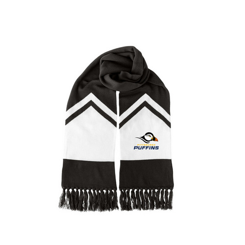 Pittsburgh Puffins Scarf, a Black/ White Two-Tone Gameday Scarf