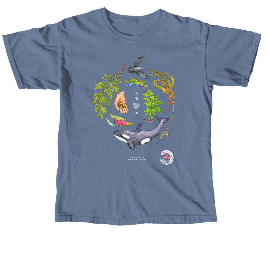 Salish Sea Circle by Annie Brule, a Blue Jean Comfort Colors Unisex Tee