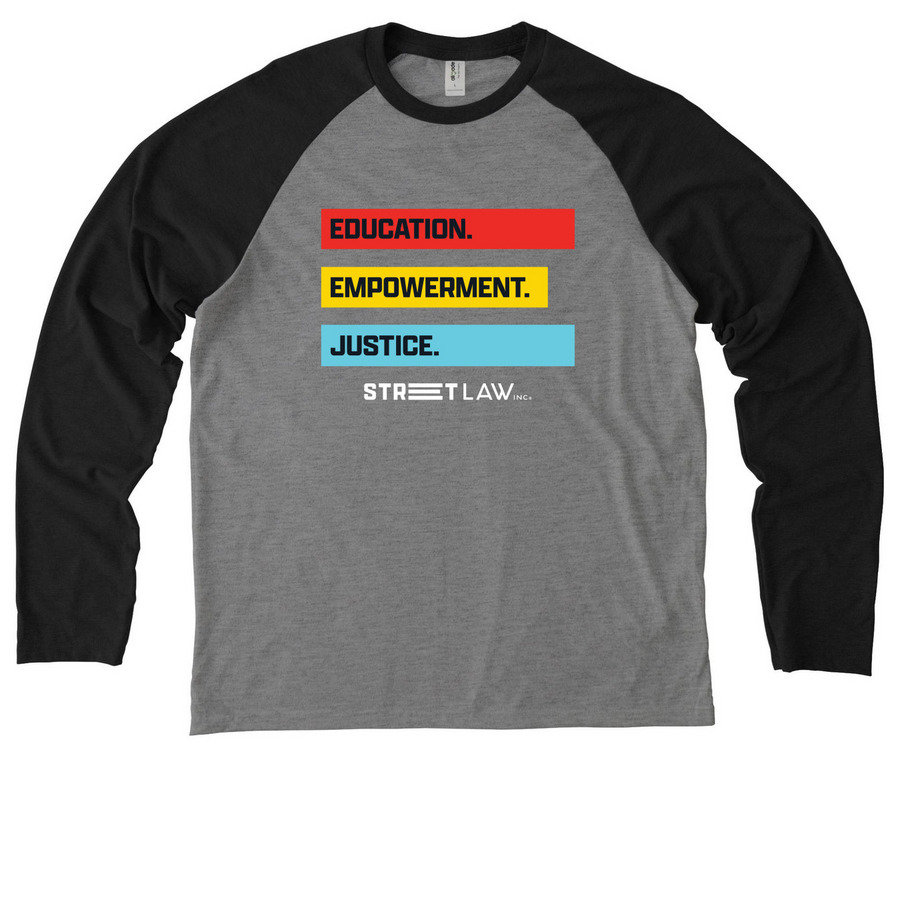 Raglan Long Sleeve T-Shirt, a Deep Black/ Aluminum Grey Allmade Eco Triblend Colorblock Raglan Long Sleeve Tee