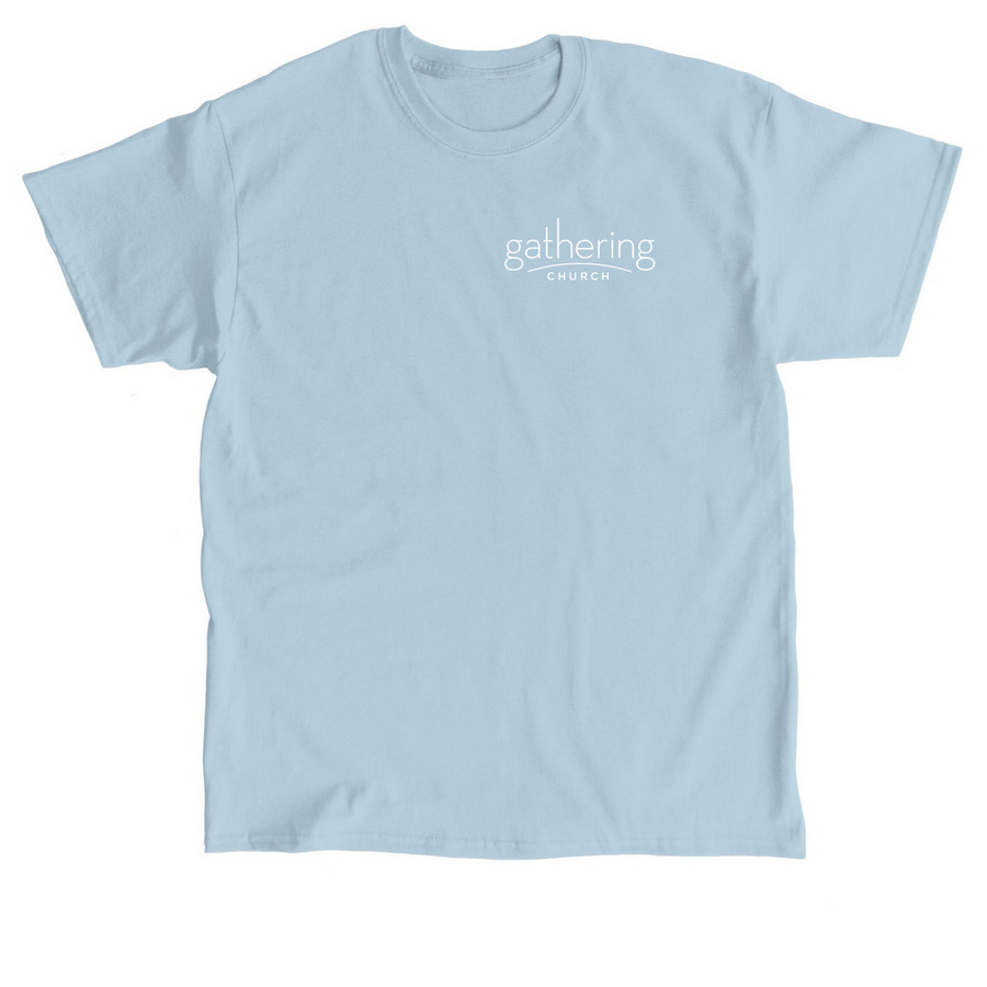 What a friend we have in Jesus (small logo), a Light Blue Classic Unisex Tee