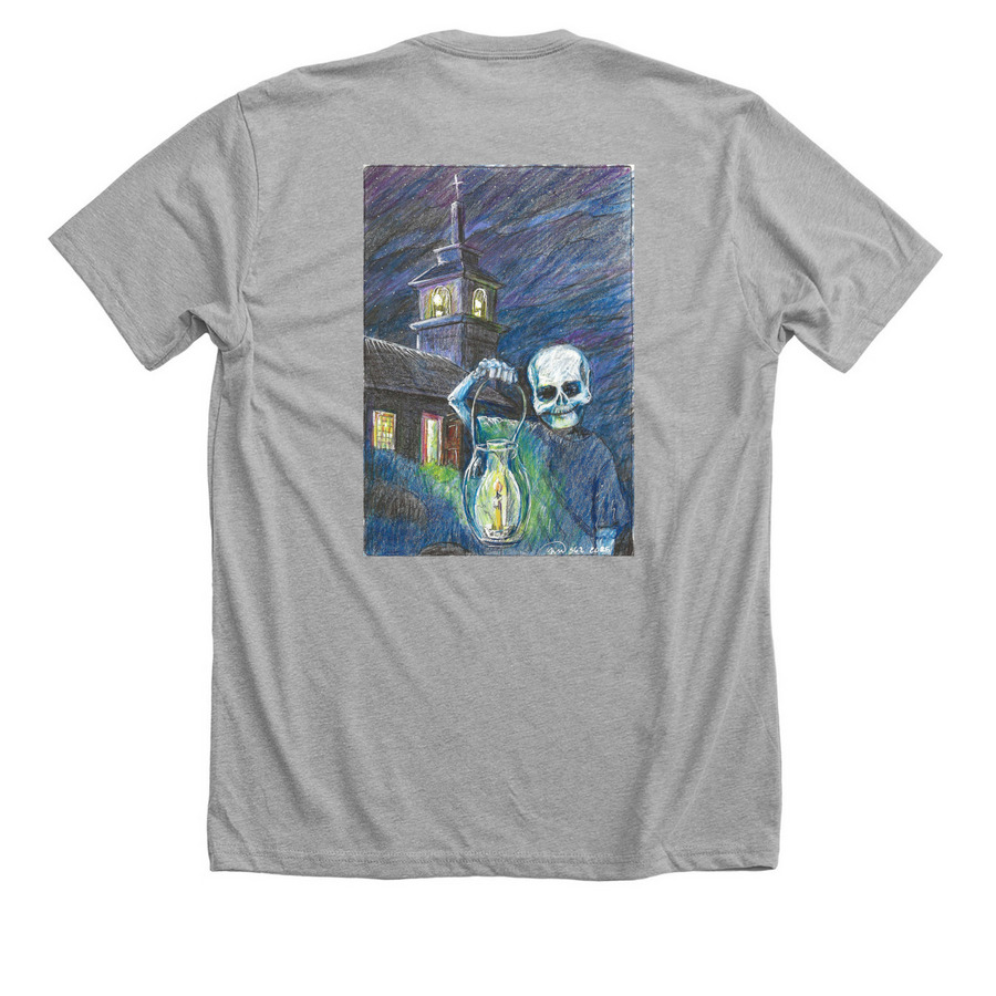 Newton at Night CREW, a Athletic Heather Premium Unisex Tee (back-view)
