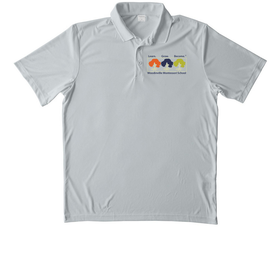 Adult Polo Shirt (Color Logo), a Silver Unisex Performance Polo