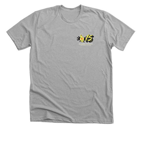 15 Year Anniversary Heart Logo, a Athletic Heather Premium Unisex Tee