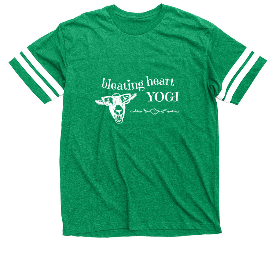 Bleating Heart Yogis, a Vintage Green / White Football Jersey Tee