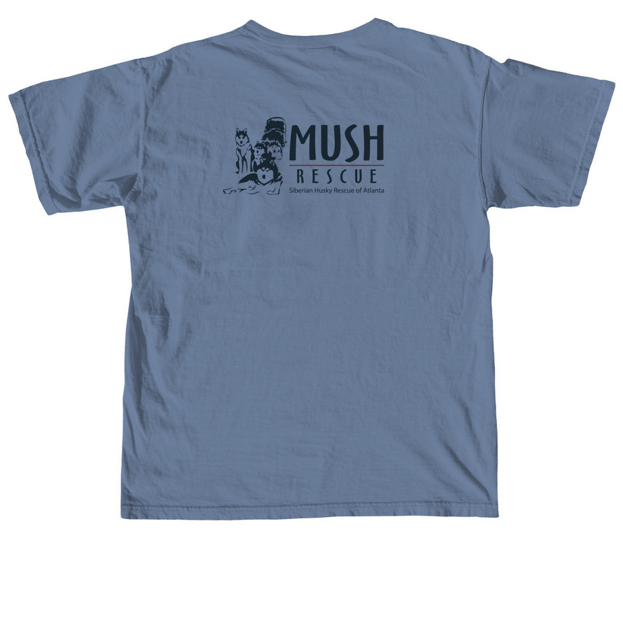 Adopt, Rescue, Foster, a Blue Jean Comfort Colors Unisex Tee (back-view)
