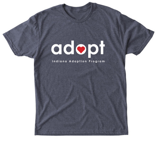 IAP "Adopt" logo with tagline, a Vintage Navy Triblend Unisex Tee