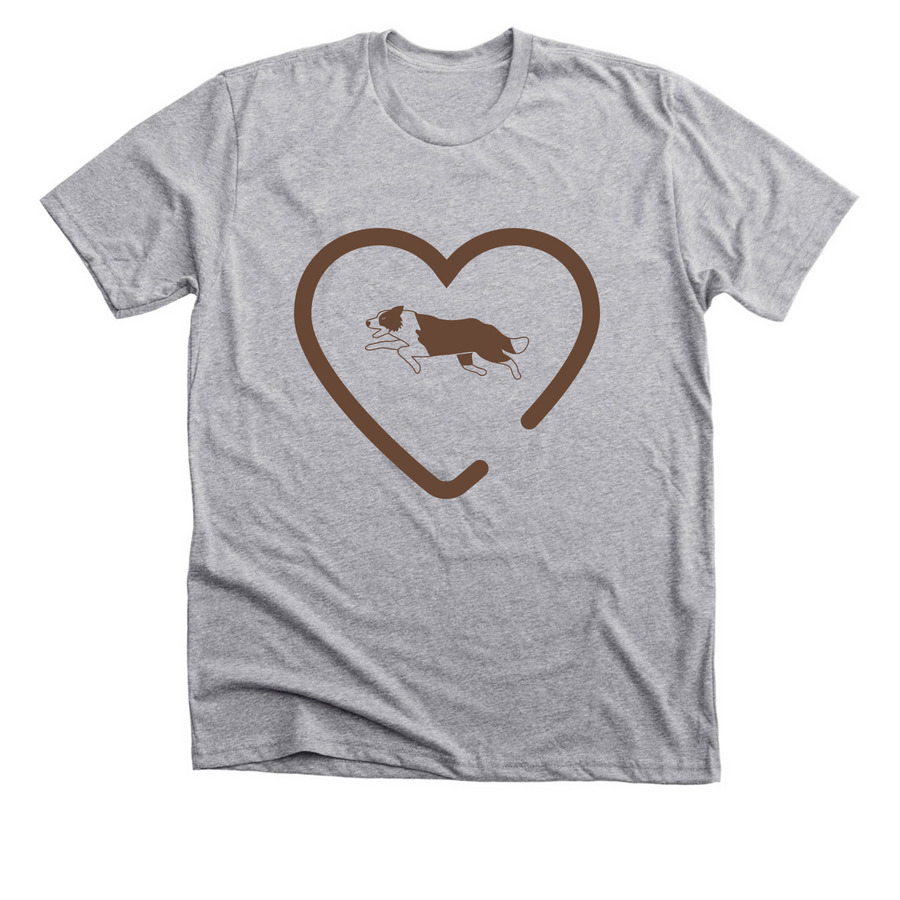 Red Border Collie Love, a Athletic Heather Premium Unisex Tee