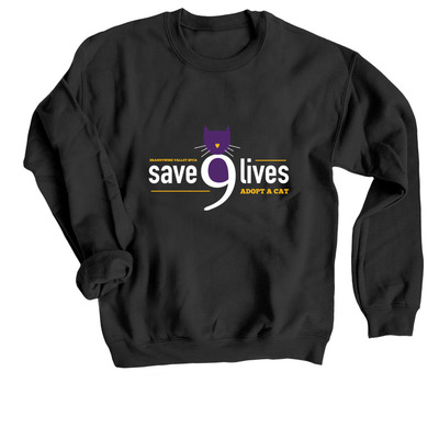 Save 9 Lives, a Black Crewneck Sweatshirt