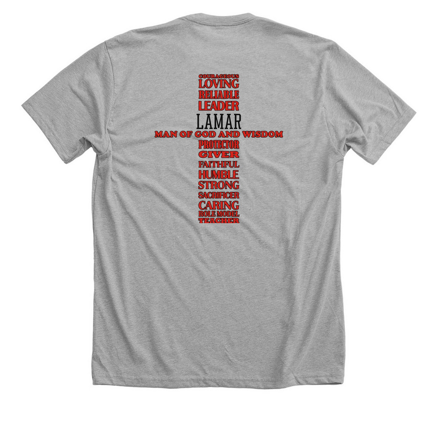 DAD, a Athletic Heather Premium Unisex Tee (back-view)