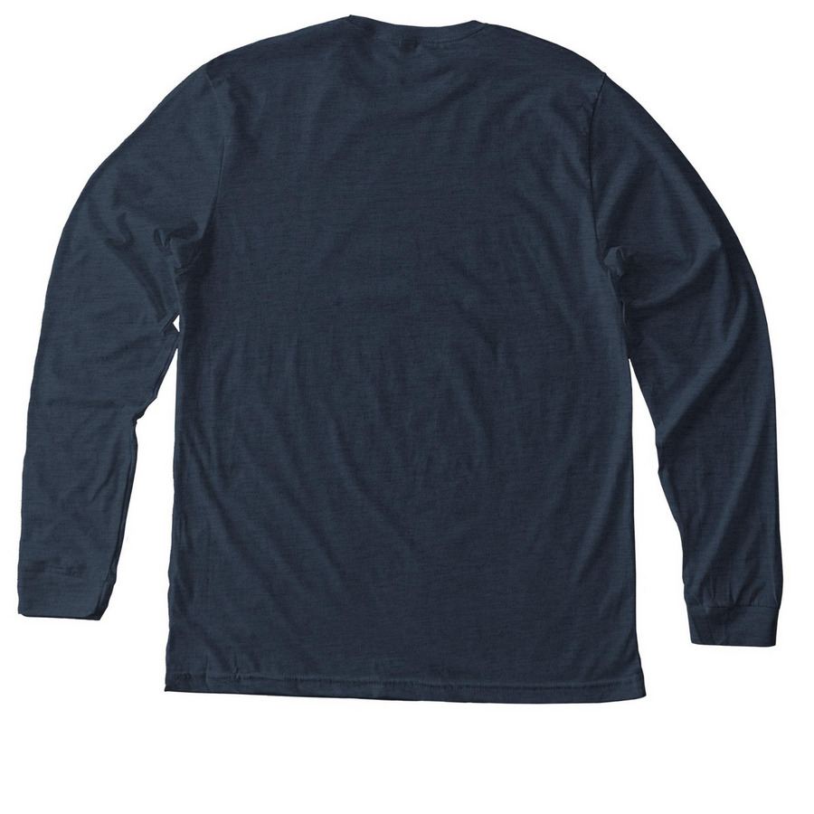 Big Blue Burger Shirts, a Heather Midnight Navy Premium Long Sleeve Tee (back-view)