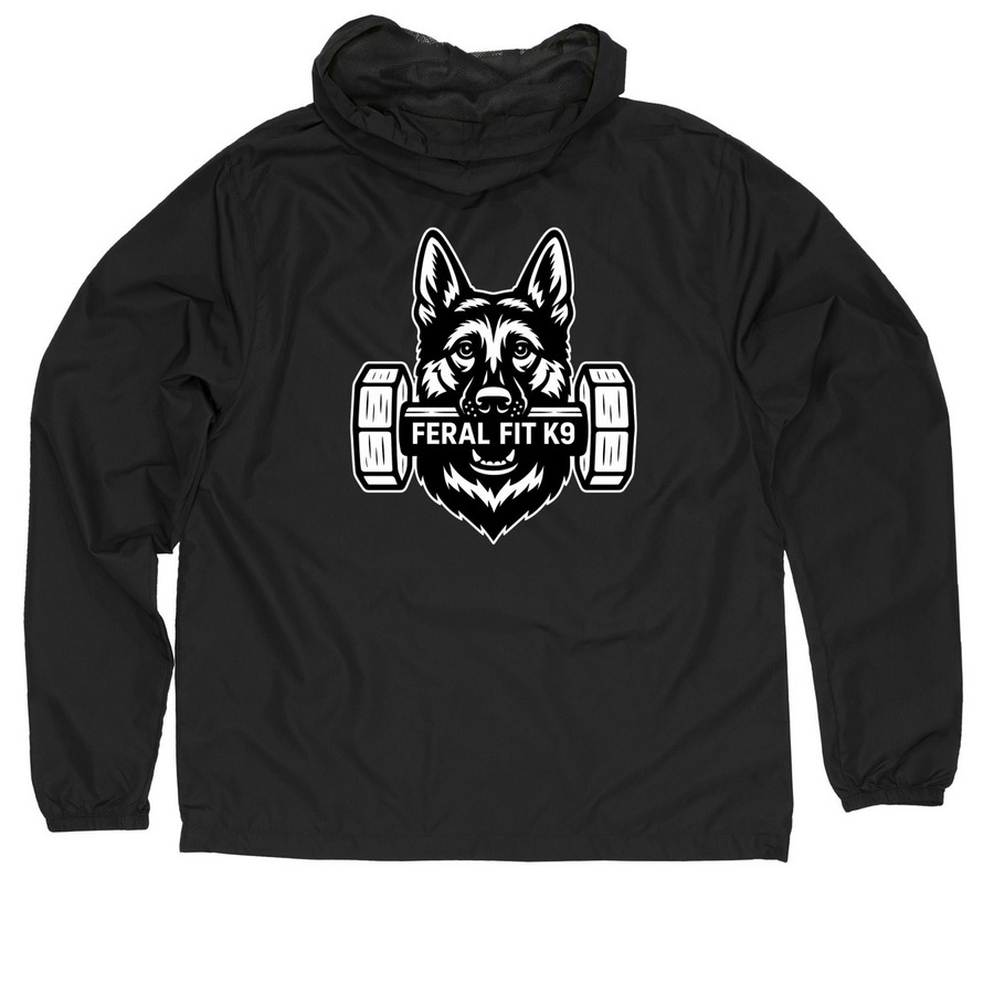 Feral Fit Canines, a Black Quarter-Zip Windbreaker (back-view)