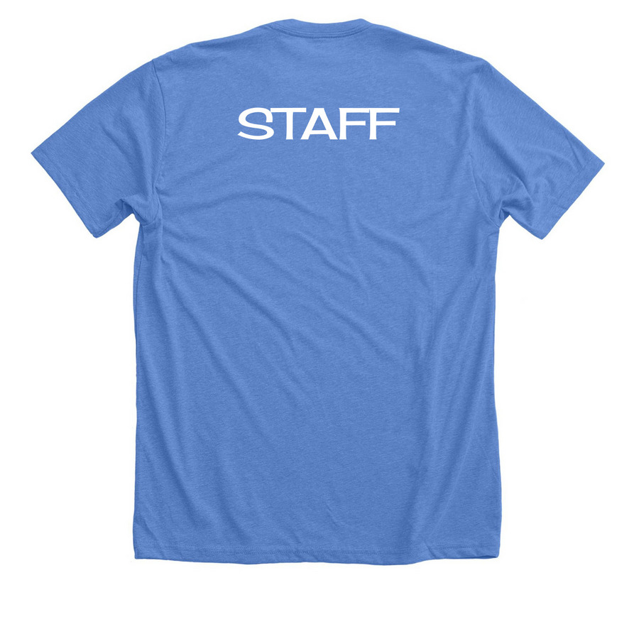 STAFF - TShirts and Sweatshirts, a Heather Columbia Blue Premium Unisex Tee (back-view)