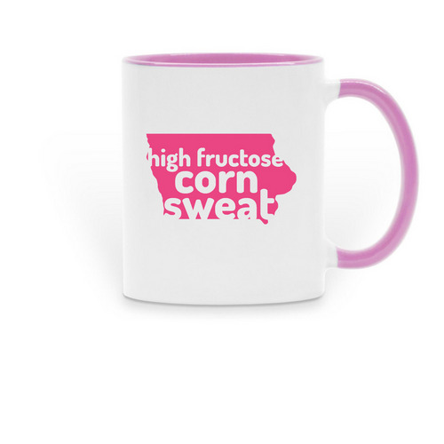 High Fructose Corn Sweat Let's Go Girls Mug, a Pink Two-Tone Ceramic Mug