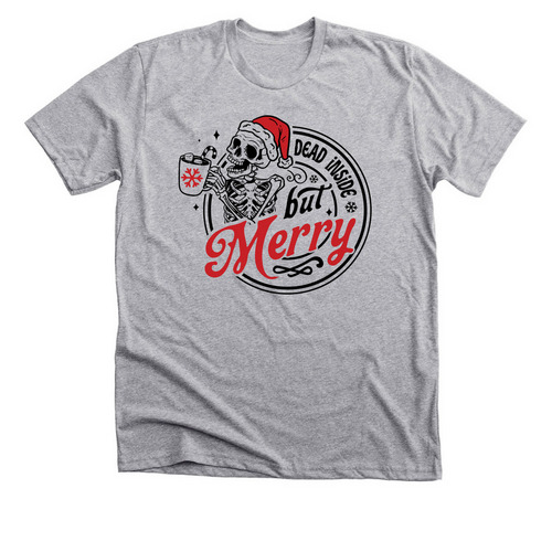 Dead Inside But Merry, a Athletic Heather Premium Unisex Tee
