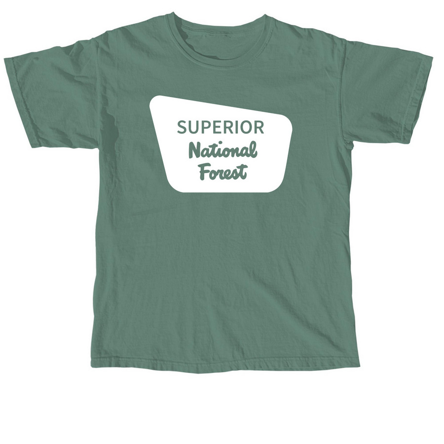 Superior National Forest Sign Tee, a Light Green Comfort Colors Unisex Tee