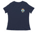 Natures Embrace Awaits (large design on back), a Navy Women's Relaxed V-Neck Tee