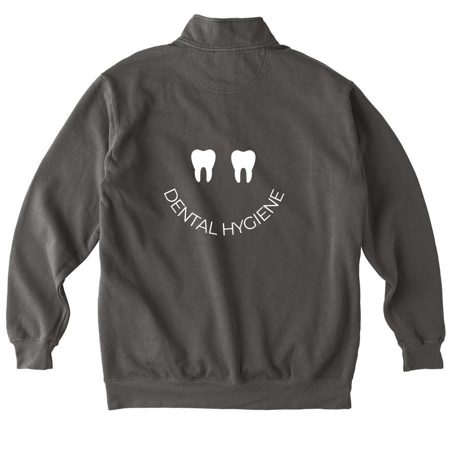 Smile Design, a Pepper Comfort Colors Quarter Zip Pullover (back-view)