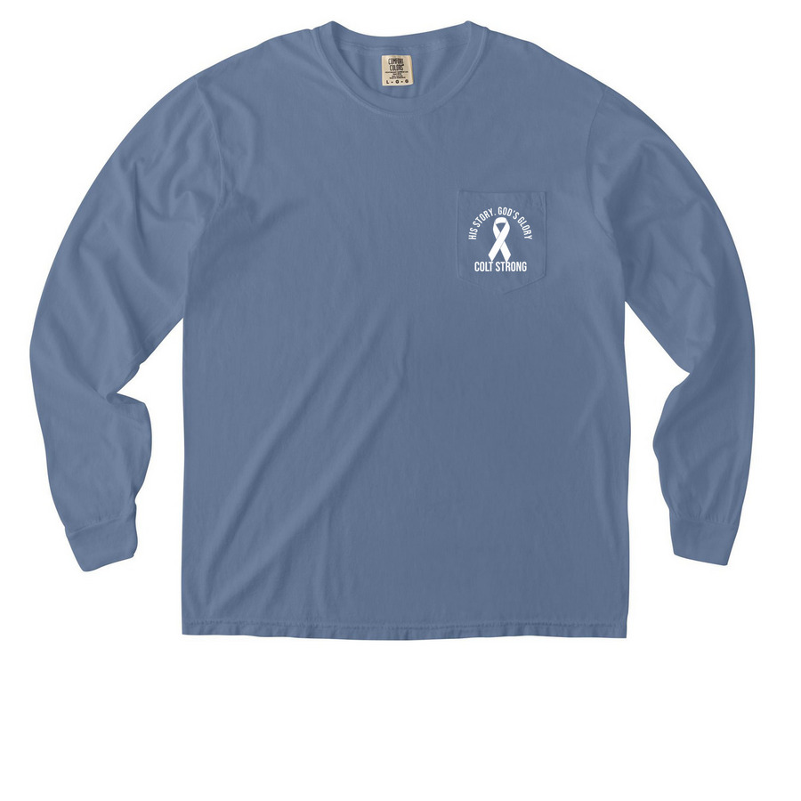 Colt Strong ???, a Blue Jean Comfort Colors Long Sleeve Pocket Tee